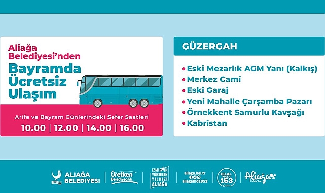 Aliağa Belediyesi’nden Bayramda Ücretsiz Ulaşım