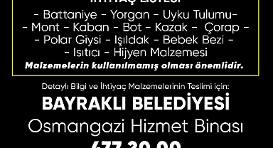 Bayraklı Belediyesinden depremzedelere yardım eli